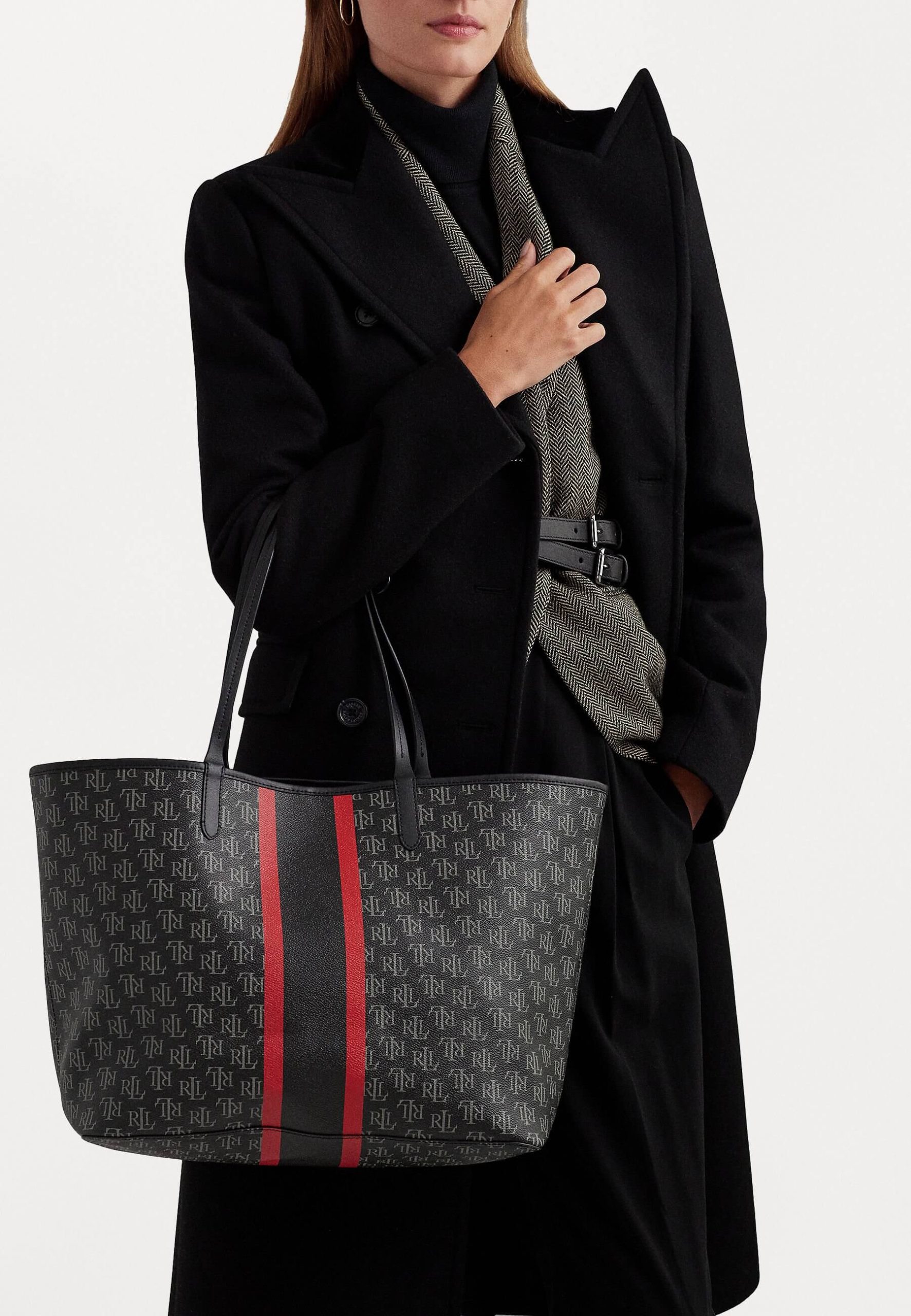 Bolso Tote Grande Collins Ralph Lauren Negro Bolsos Aris